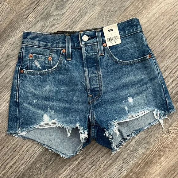 Levi’s 501 Distressed Denim Shorts - Picture 1 of 4
